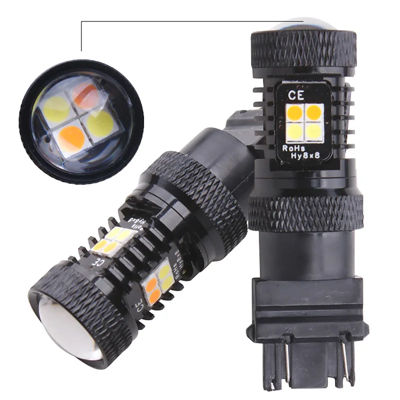 2 шт. 1157 7443 3157 BAY15S P21/5 W 16 SMD 3030 светодиодный белый поворотный желтый drl без ошибок автомобиля задние лампы тормоза Авто резервная обратная лампа
