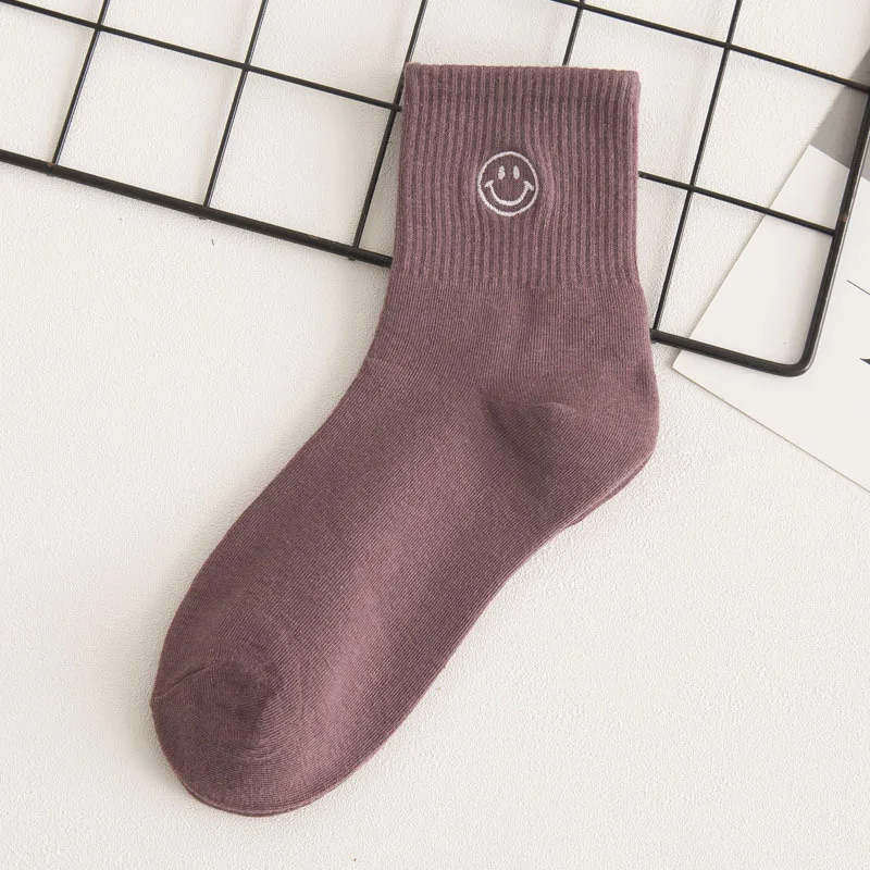 

5 Pairs/Pack Embroidered Expression Women Socks Happy Fashion Ankle Funny Socks Women Girl Cotton Summer Candy Color Cute