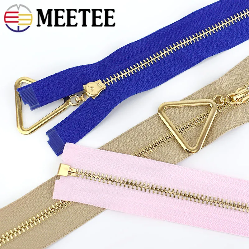 Meetee 2pcs 40-70cm 3# Metal Zippers Open-End Auto Lock Gold Zipper DIY Bags Purse Garment Decor Zip Sewing Accessories ZA043 | Дом и сад