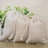 10pcs drawstring cotton linen jute cloth sack muslin bags gift bags jewelry packaging bags wedding party decoration drawable bag