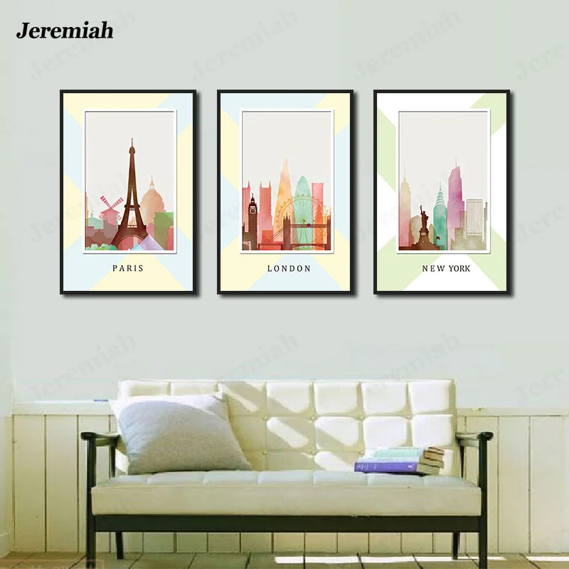 

Home Living Room Decorative Painting European Architecture Paris Tower Statue of Liberty Poster Nordic Modern Art Canvas Mural