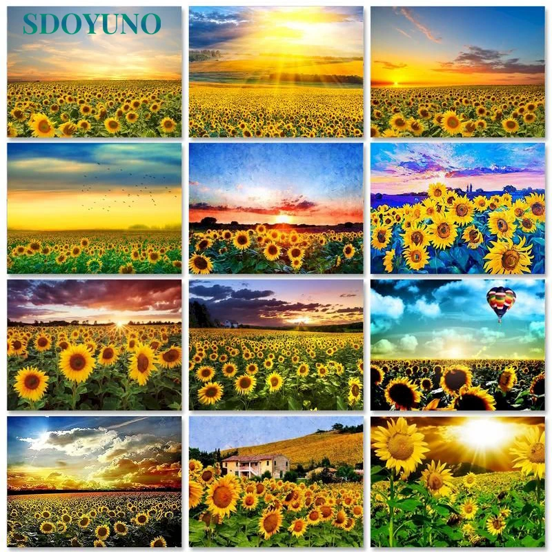 

PhotoCustom Oil Painting By Numbers For Adults Flowers Scenery 60x75cm DIY Paint By Numbers On Canvas Landscape Frame Home Decor