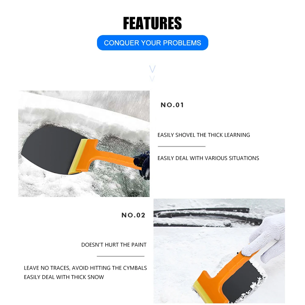 Скребок для льда с длинной ручкой резиновый Снежный скребок окон ракель воды в