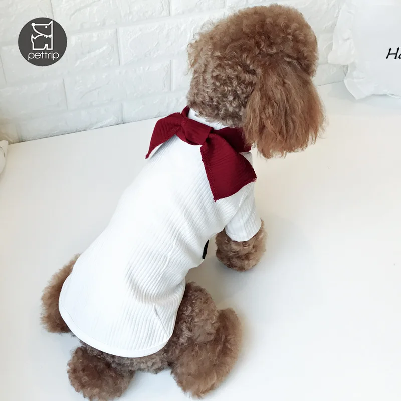 Одежда для маленьких собак с большим бантом модная одежда весны и осени белые