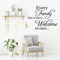 1pcs pvc welcome ours wall stickers every family has a story decorative removable wall stickers my heart vinyl home decor