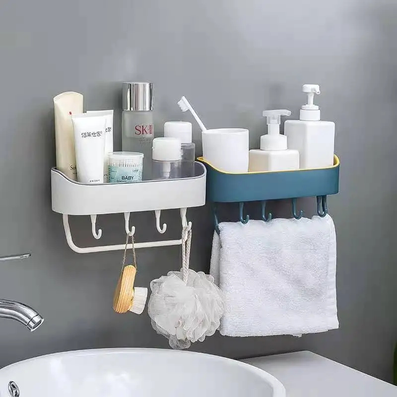 

Bathroom Storage Shelf Wall Mounted Type Cosmetic Shelf Towel Rack Hanging Household Double Layer Organize Kitche Accessories
