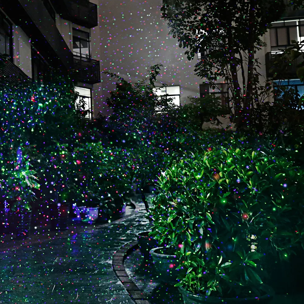 RGB лазерные рождественские огни звезды красный зеленый синий душ проектор Сад