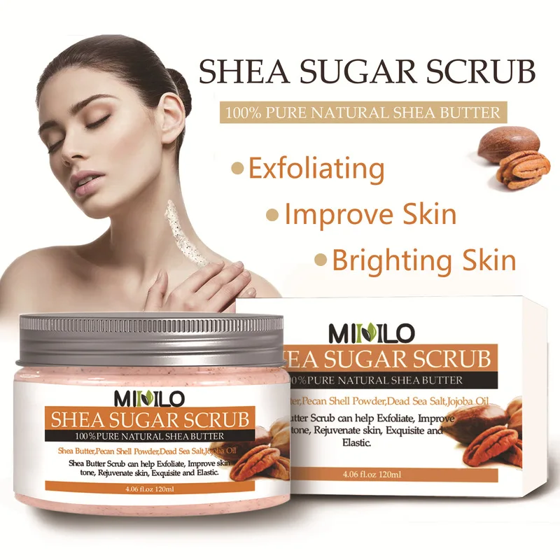

Shea Sugar Scrub Body Scrub Cream Care Whitening For Exfoliating Moisturizing Skin Body Remove Dead Skin Chicken Skin 120ml