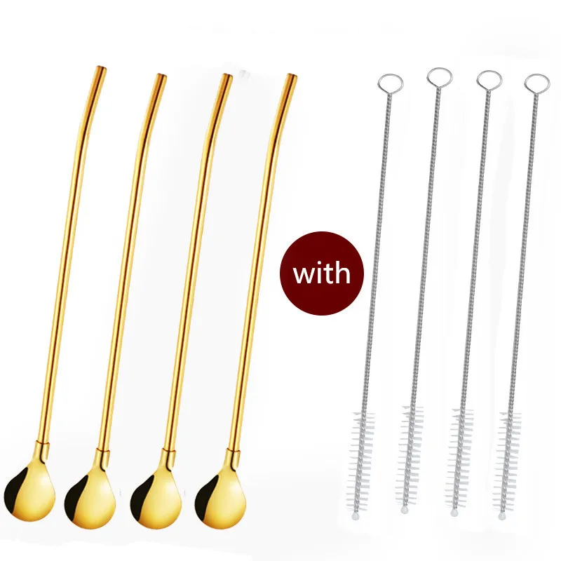 Чайные ложки 2/4 шт. Многоразовые соломинкой Высокое качество 304