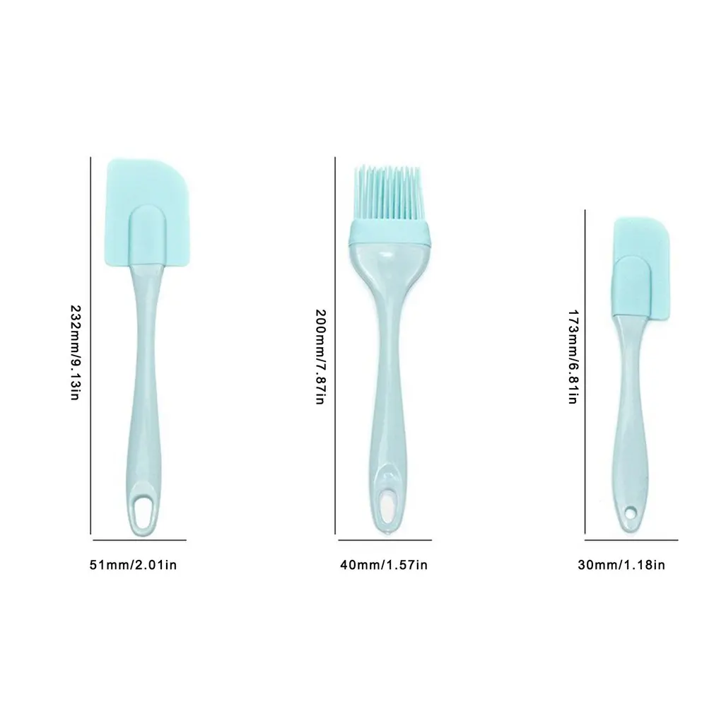 

3pcs/set Cream Scraper DIY Bread Cake Butter Spatula Mixer Oil Brush Kitchen Baking Tool Silicone Non-stick Spatula
