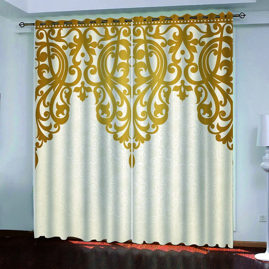 Роскошные золотистые желтые венки 3D оконные занавески для свадьбы гостиной
