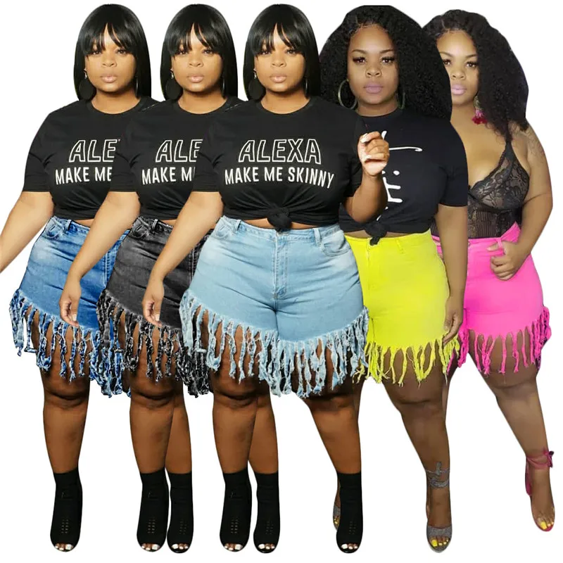 

Women's Sexy Streetwear Shorts Straight Wholesale Shorts Jeans Short Summer Casual Jeans Plus Tassel Dropshipping Denim Size Str