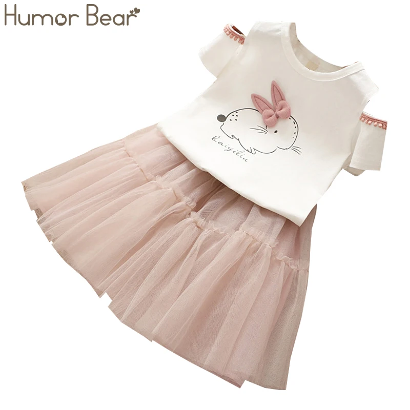 Humor Bear/комплект детской одежды для девочек, новинка года, одежда для маленьких девочек топ в горошек с рисунком кота+ юбка в сеточку костюм для маленьких девочек одежда для малышей