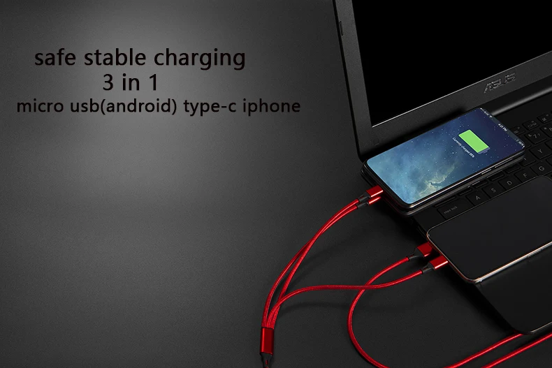 Sanzhiying 3 в 1 нейлоновый Плетеный зарядный кабель для телефона micro usb type c кабель для быстрой зарядки для samsung android зарядное устройство iphone шнур