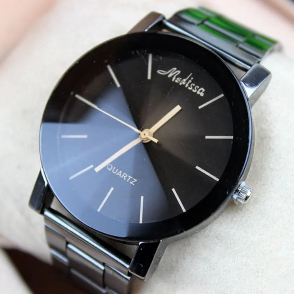

Automatic Mechanical Distinctive Couples Black Steel Strip Quartz Watch Plush Band Drop shipping