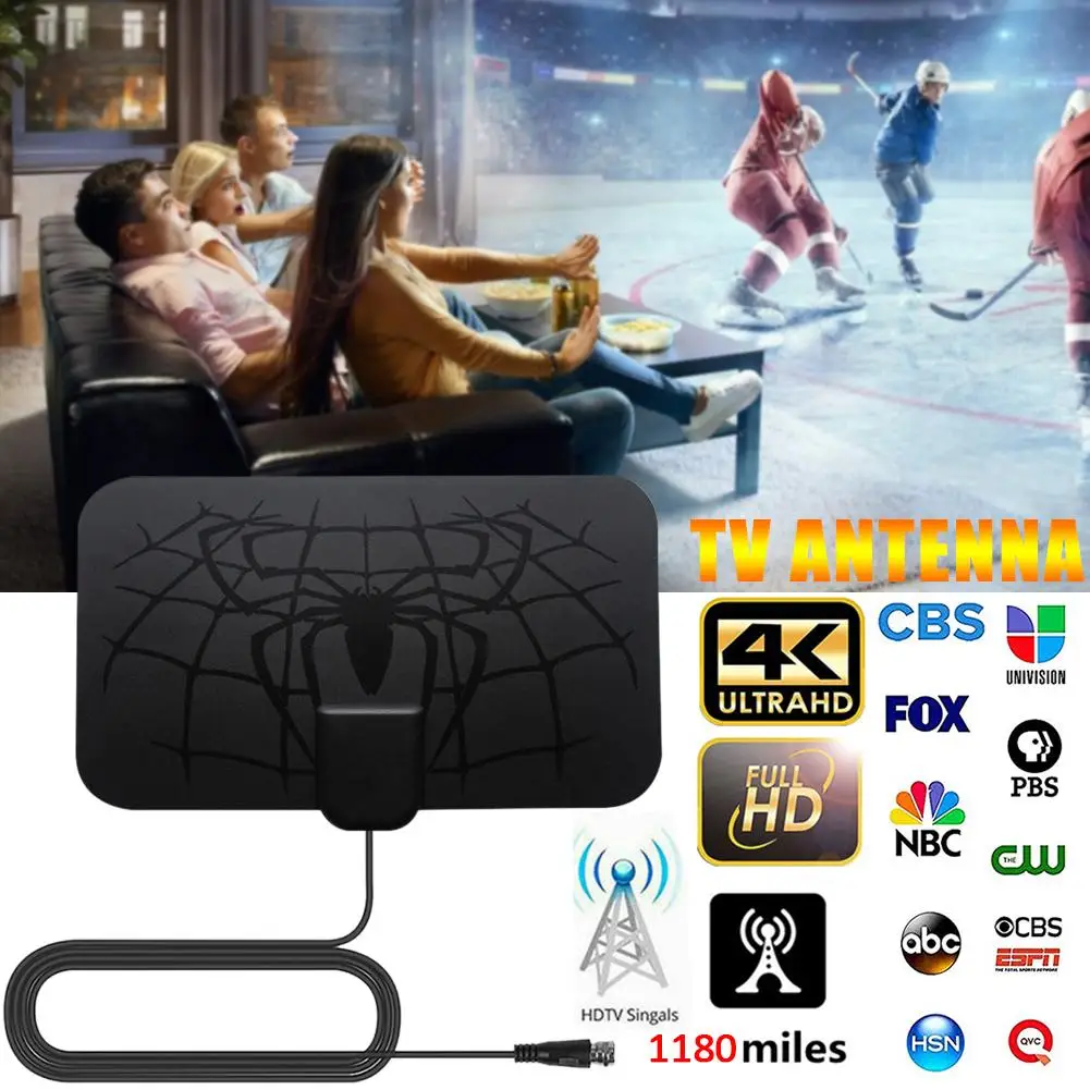 1180 миль ТВ антенна 4K цифровой HD комнатная с усилителем сигнала радиус Surf антенны