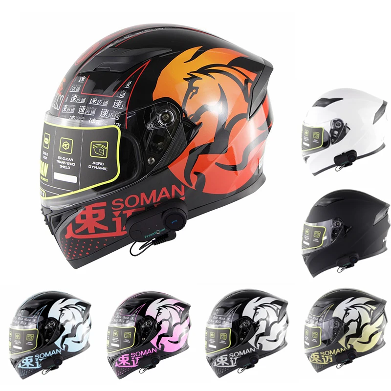

Flip Up Motorcycle Motorbike Helmet Modular Dual Lens Moto Helmet Bluetooth Full Face Helmets Professional Racing Motocross
