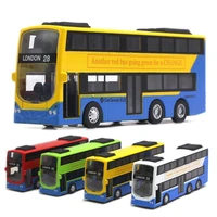 bus model double decker london tour bus diecast and plastic body 4 colors pull back and return wlight indoor toy
