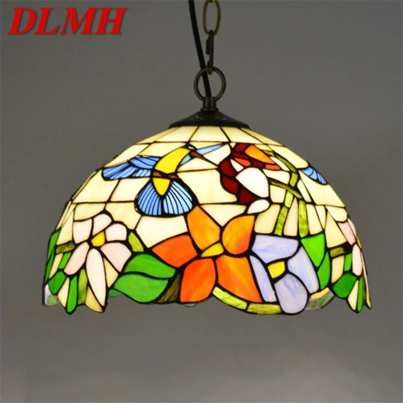 

DLMH Tiffany Pendant Light Contemporary LED Lamp Flower Figure Fixtures For Home Dining Room Decoration