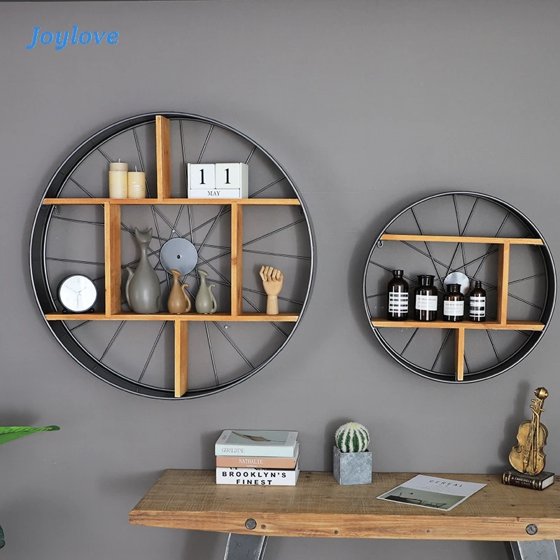 Настенная полка органайзер JOYLOVE деревянная круглая антикварная подставка для