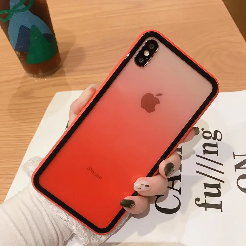 Простой градиентный Прозрачный чехол для телефона iPhone 6s 7 8 Plus X XR XS Max 11 Pro задняя