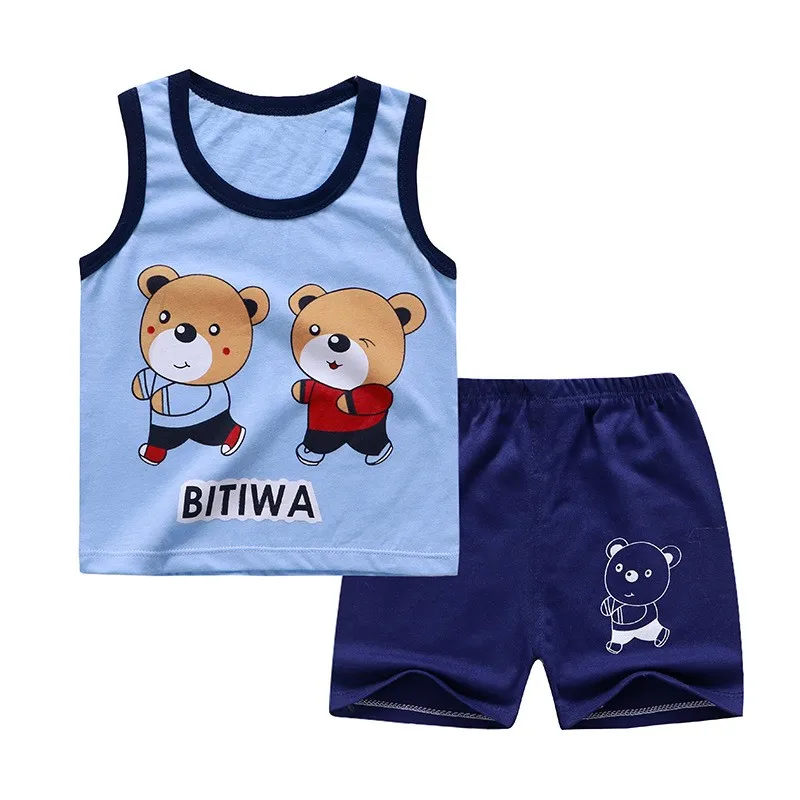 

Summer Children's Vest Set Pure Cotton Baby Sleeveless Vest 2-piece Clothes Boy's Clothing Set Baby Toddler Clothing For Boy