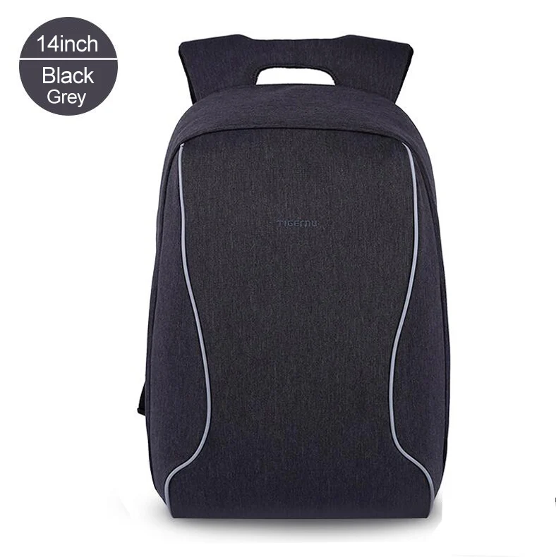 Black Grey 14inch Tigernu мужские противоугонные рюкзаки для девочек-подростков мужские рюкзаки бизнес ноутбук рюкзак школьный молодежный рюкзак feminina - Цвет: Black Grey 14inch