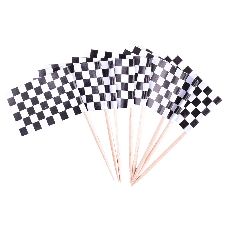 Топпер для гоночного торта в черно-белую клетку 24 шт. |