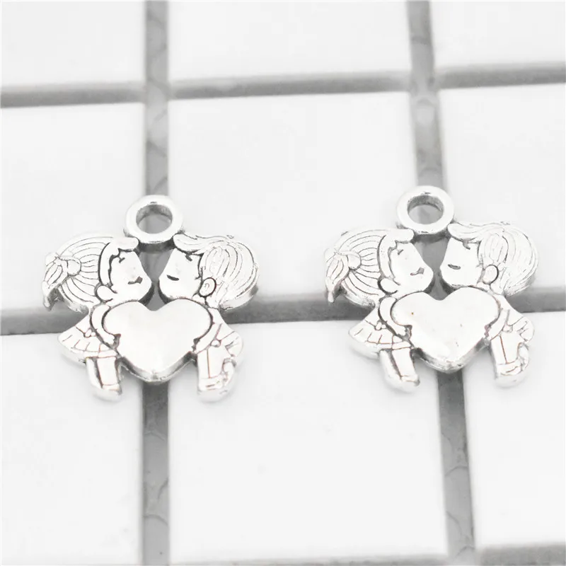 6 шт 23х21мм античная бронза и Античная Посеребренная Клевер Подвески DIY аксессуары