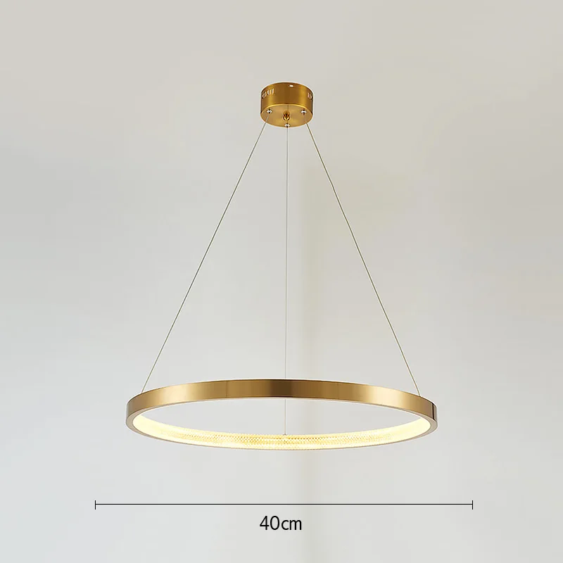 Dia 40CM Inside FSS, Современная круглая Круглая Люстра, освещение, золотые люстры, круговая Геометрическая креативная лампа, светодиодные светильники для внутреннего освещения - Цвет абажура: Dia 40CM Inside