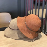 summer papyrus straw hats 6 colors women dome solid bucket hat breathable casual street beach sun protectors bowknot caps