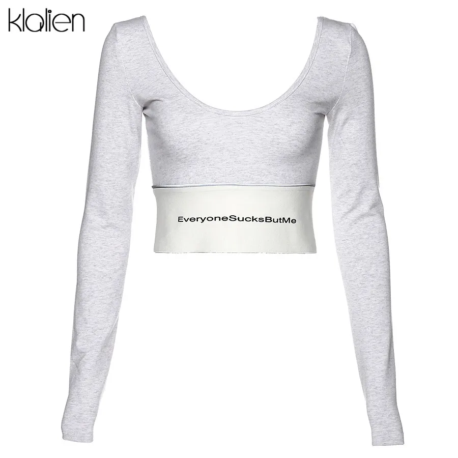 KLALIEN весенний однотонный трикотажный лоскутный светоотражающий кроп-Топ с