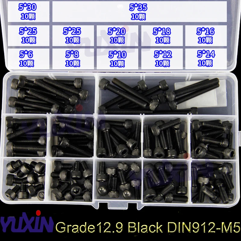 M3-M10 черные высокопрочные шестигранные головки с шестигранным углублением болт