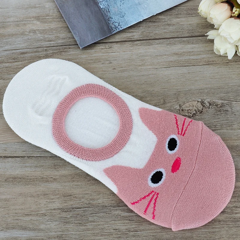 

5 Pairs Of Cute Animal Spring Women's Socks Breathable Non-slip Suit Korean Cat Dog Panda Low-cut Ankle Socks Happy Size 34-40