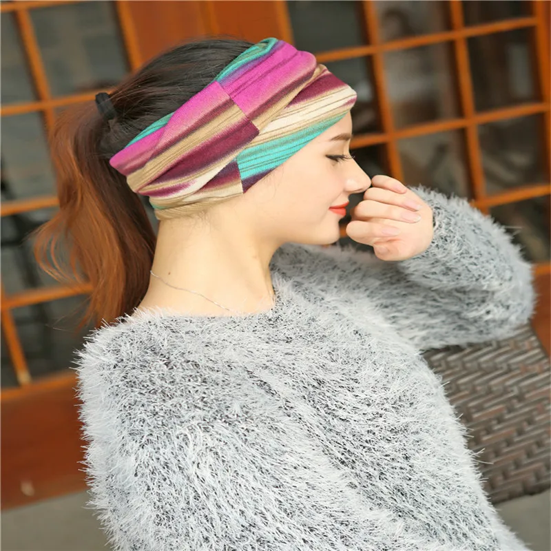 Новый корейский модный комплект шапка ворс Кепка цветная полоса тюрбан тонкая