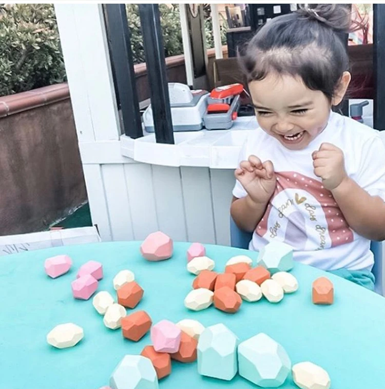 

DIY деревянная форма камня игрушки деревянные строительные блоки для штабелирования детские развивающие игрушки для детей декор для детско...