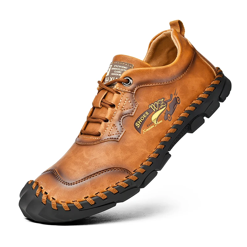 Мужские Кожаные Мокасины JUNJARM лоферы из спилка на плоской подошве повседневные