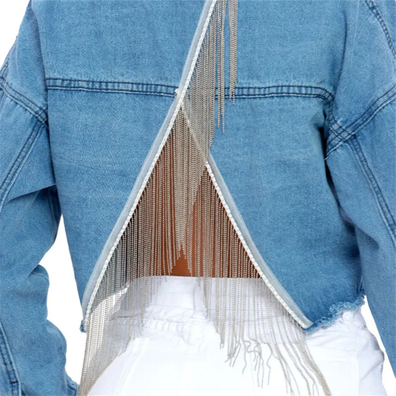 Лидер продаж 2020 женская короткая джинсовая куртка с длинным рукавом пальто