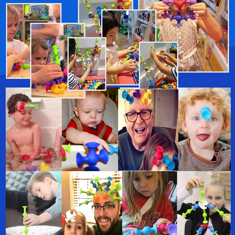 

Kids DIY Sucker Funny Silicone Block Model Construction Toys New Soft Building Blocks For Children Boys Girls Creative Gifts