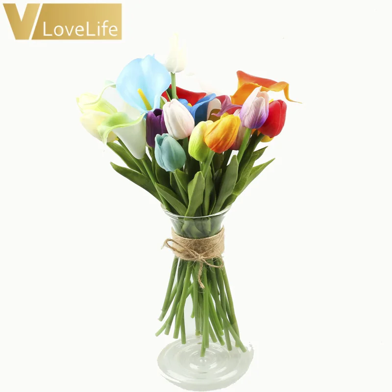 10 шт. искусственные тюльпаны цветы из полиэтилена лавандовые цвета латексные