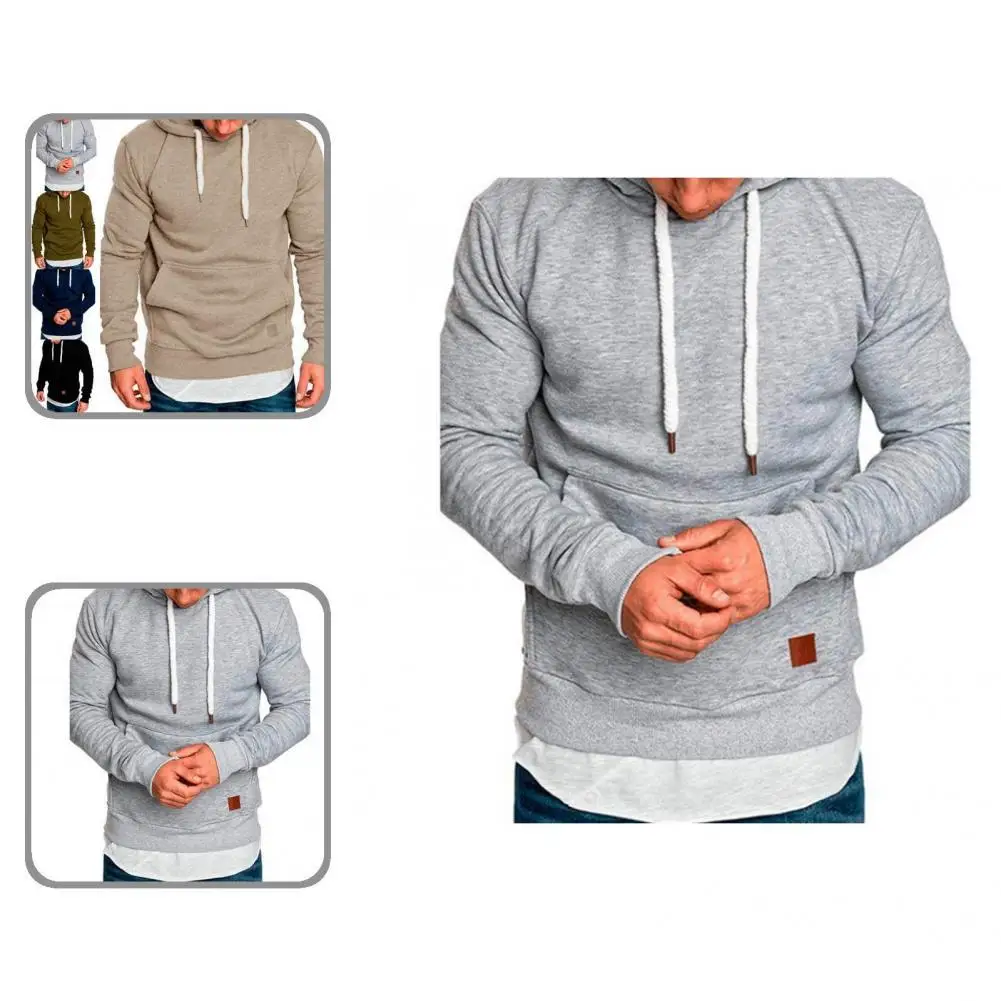

Spring Sweatshirt Stylish Leisure Spring Top Solid Color Soft Men Hoodie
