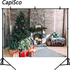 Capisco фоны для фотосъемки Рождественская елка камин фото фон деревянная стена подарок декоративный носок фотосессия фотостудия реквизит