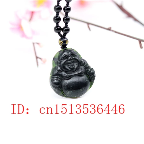Китайский черный зеленый нефрит большой живот кулон Будды натуральная ручная