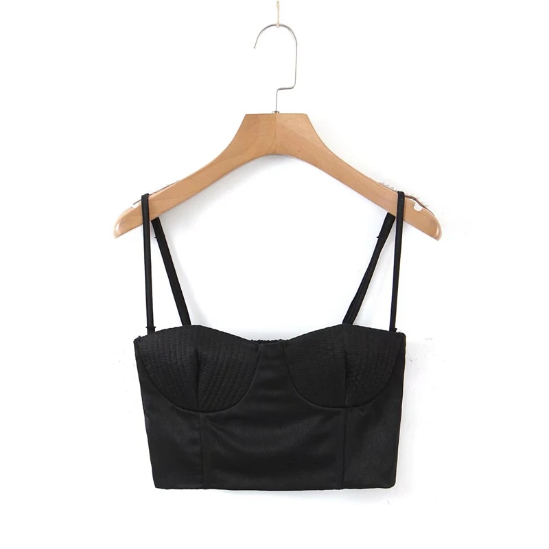 

PUWD Casual Women Backless Folds Camis 2021 Summer Fashion Ladies Solid Color Streetwear Short Tops Female Chic Crop Top
