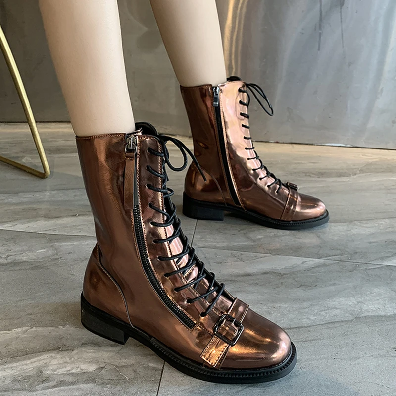Lucyever/модные ботинки из искусственной кожи золотистого и серебристого цвета