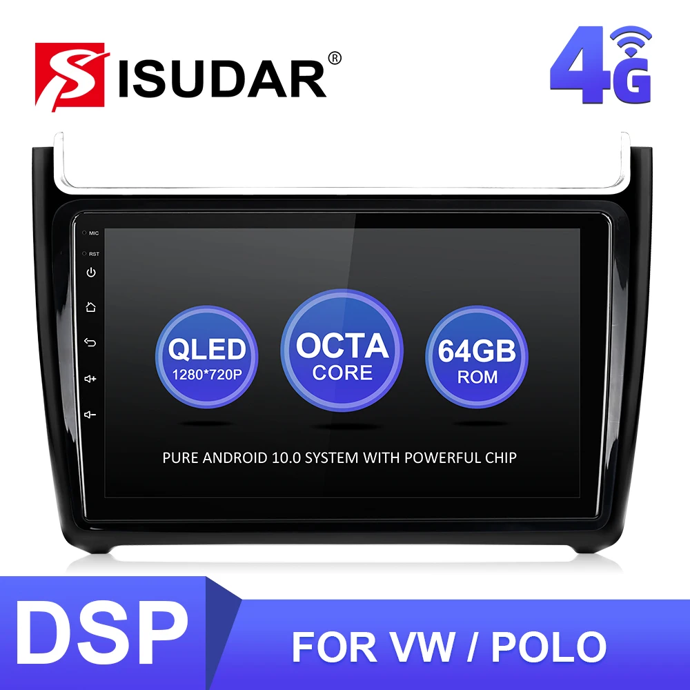 $85.01 ISUDAR T68 For VW/Volkswagen POLO 5 2008-2020 Android10 Car Radio Multimedia Video Player GPS DVR 8CORE DSP 4G WIFI QLED No 2DIN