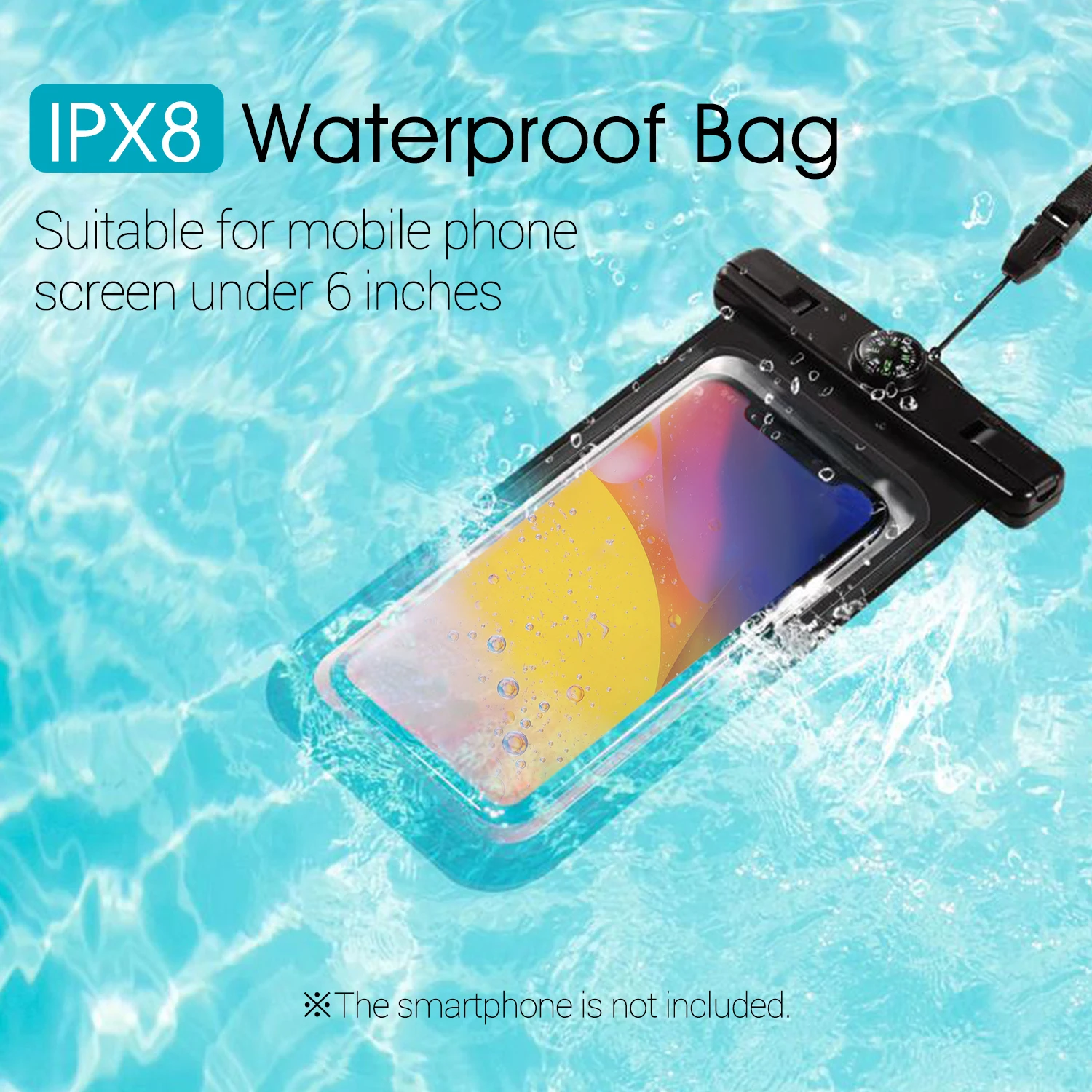 Waterproof Dry Bag Cell Phone Pouch Case &amp Extendable Selfie Stick with BT Remote Control Lanyard for Swimming Diving Travel |
