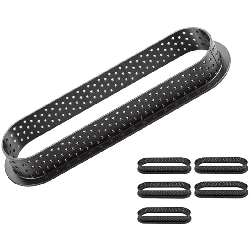 

6Pcs Oval Tart Rings Heat-Resistant Perforated Cake Mousse Ring Non Stick Bakeware Tart Mini Cake Mold Cake Rings