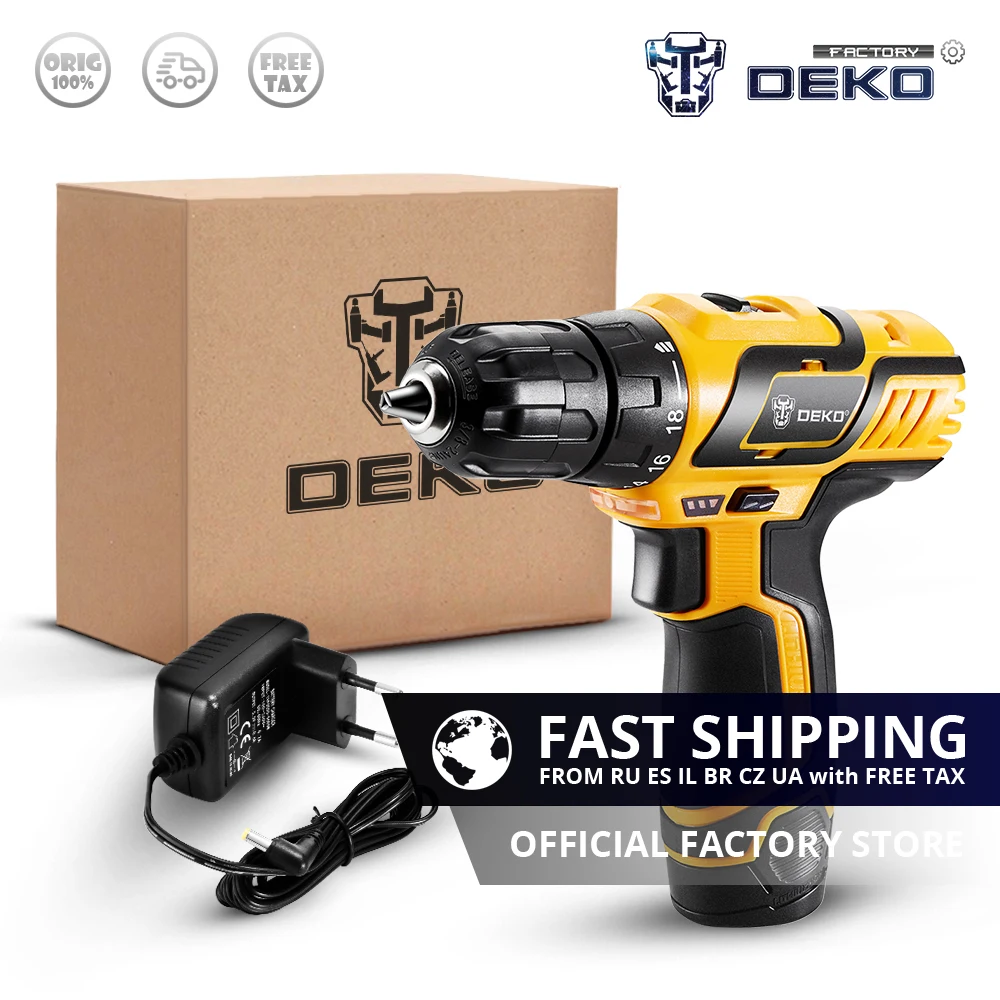 Аккумуляторная дрель DEKO GCD10.8DU3 10 8 В светодиодный литий ионный аккумулятор