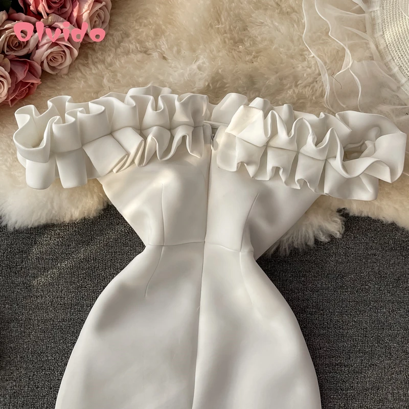 

Vintage Elegant Sexy Tube Top Bag Hip Slim Dress 2021 Summer New One-Neck Banquet Prom Party Temperament Skirts Women Outfit Y2k